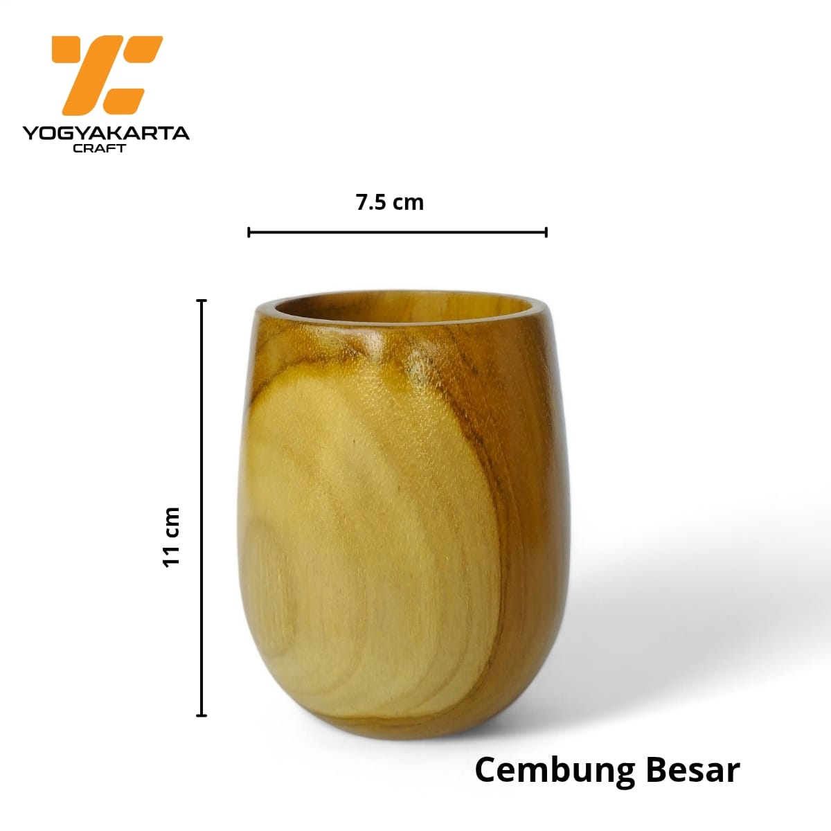 Gelas cembung Besar kayu jati