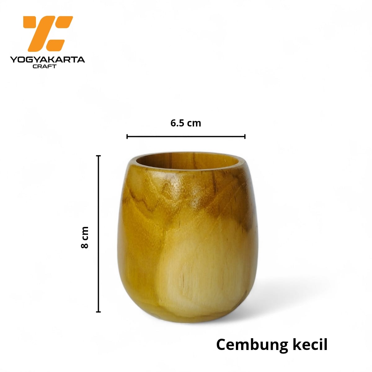Gelas cembung kecil kayu jati