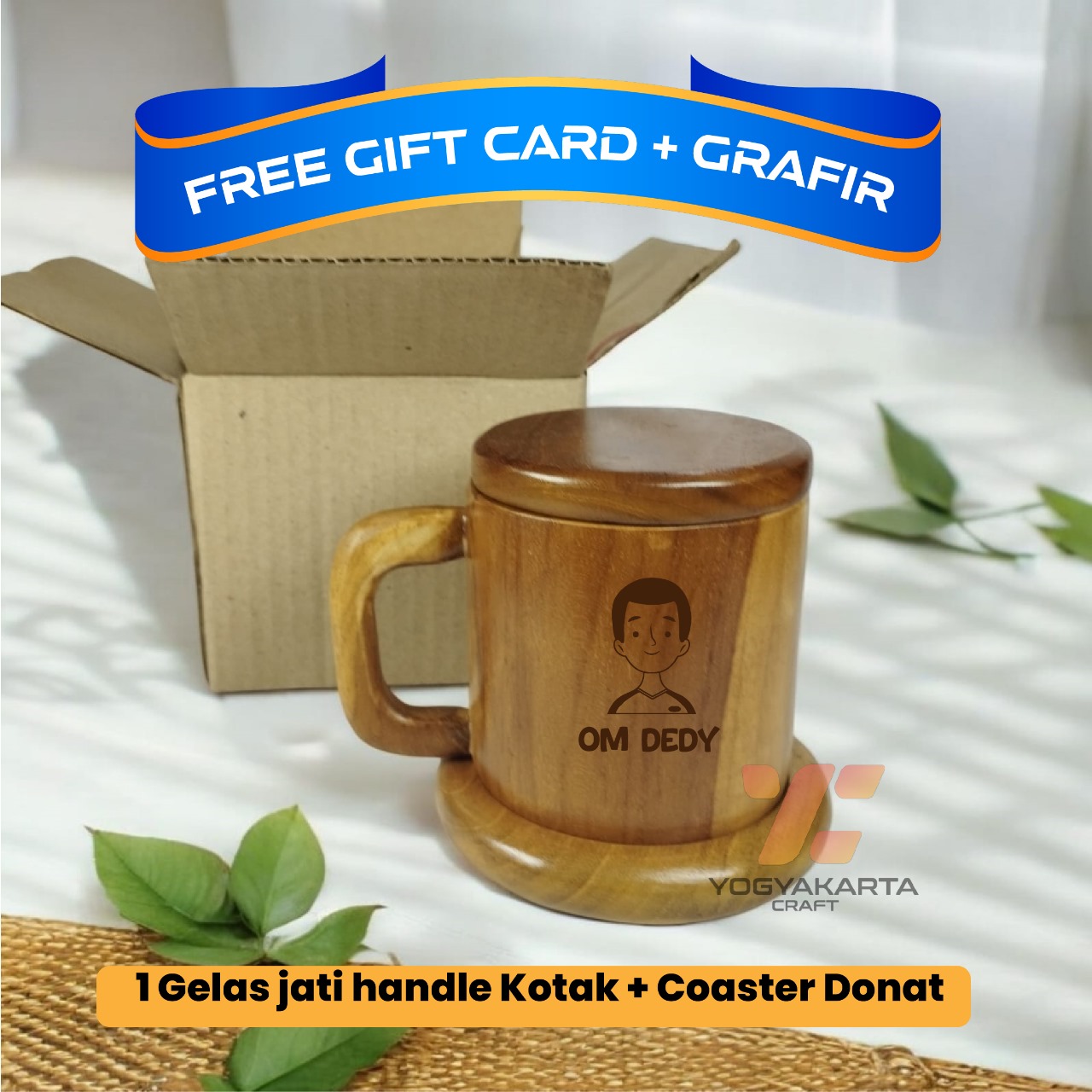 Hampers gelas gagang kotak kayu jati